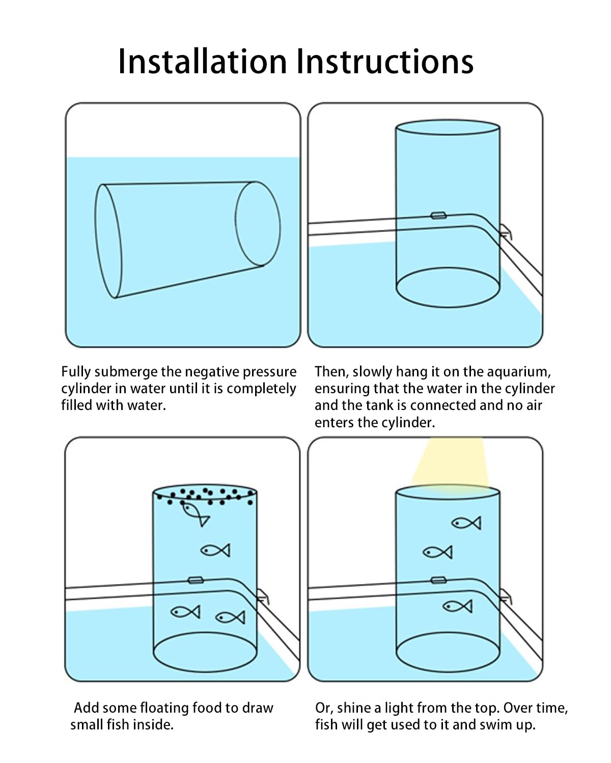 Kit de tanque de peces de acuario de presión negativa, kit de inicio de tanque de peces Betta de 3 galones con luz y filtro, arena azul, perfecto para peces pequeños, camarones o beta