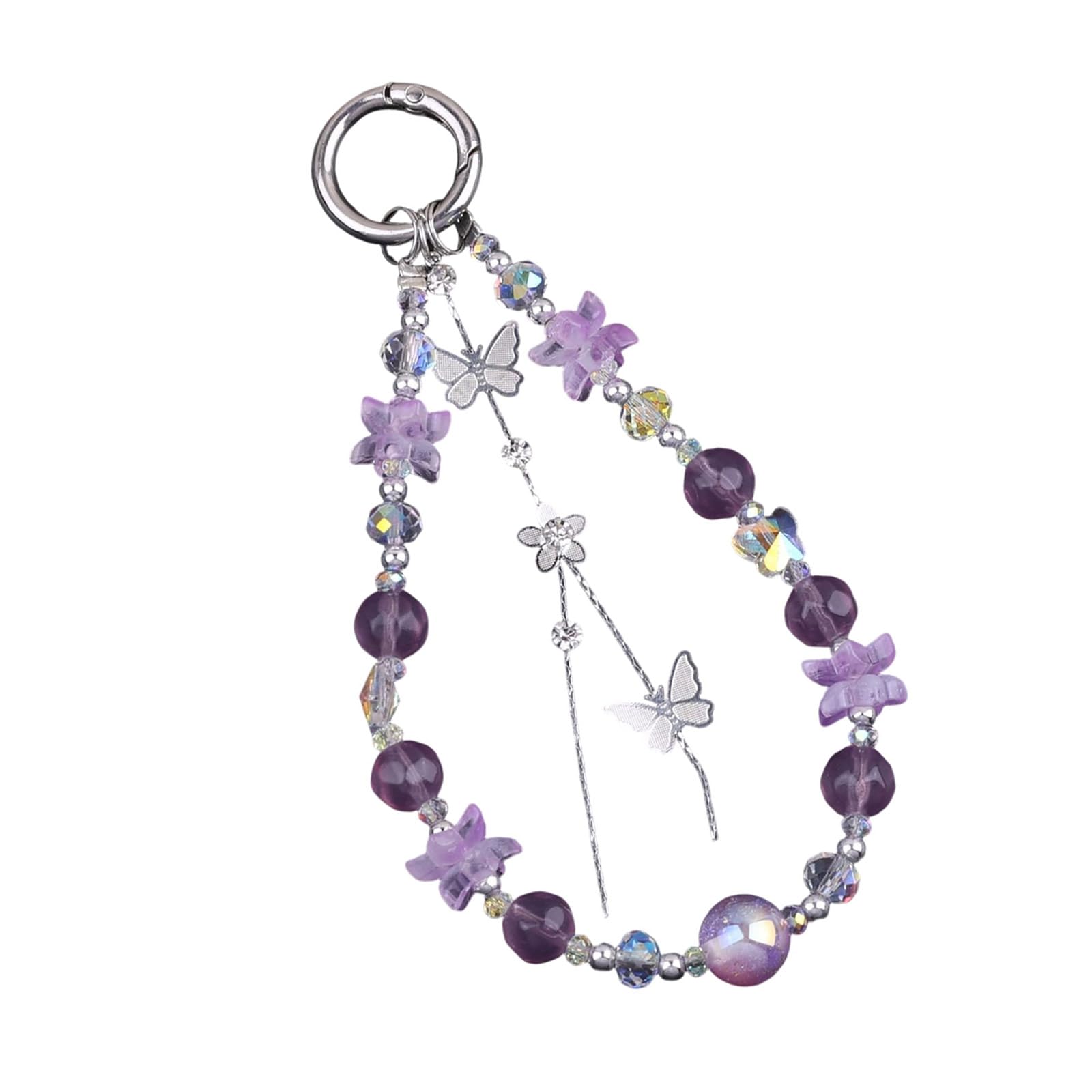 Tsynapter Women's Purple And Floral Designs Keychain With Crystals Lightweight And Versatile Rings Accessory For Everyday Use Crystal Keyring