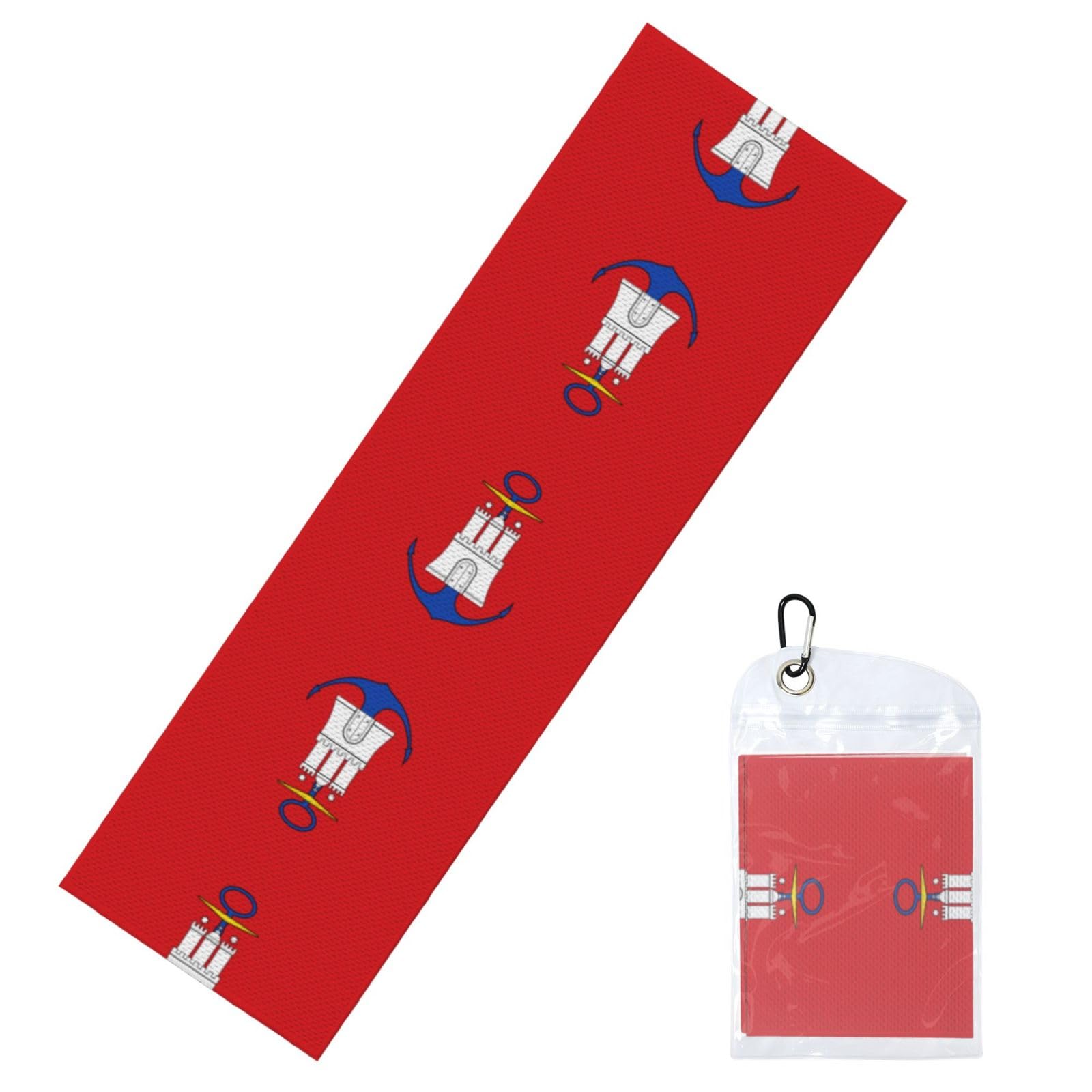 HGIUYDRD Hamburg Flag Print Cooling Sports Towel with PVC Carry Bag for Gym, Beach, Golf and World Cup Events