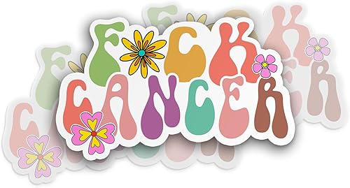 Adhesivo de vinilo impermeable troquelada para concientización sobre el cáncer de mama, vibraciones florales, calcomanías de vinilo impermeables