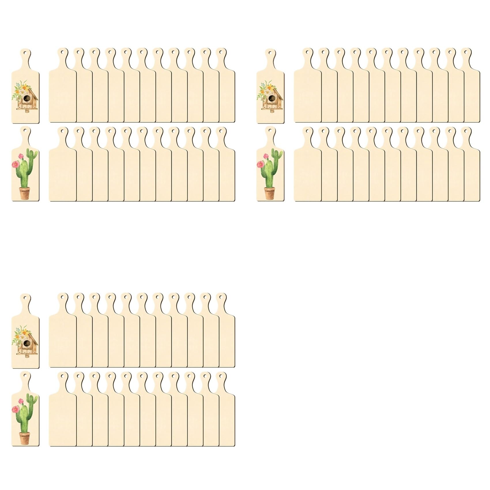 Vjsujehgy 72 Pcs Wooden Mini Cutting Board with Handle Unfinished Craft Mini Charcuterie Boards Paddle Blank Small Chopping Board