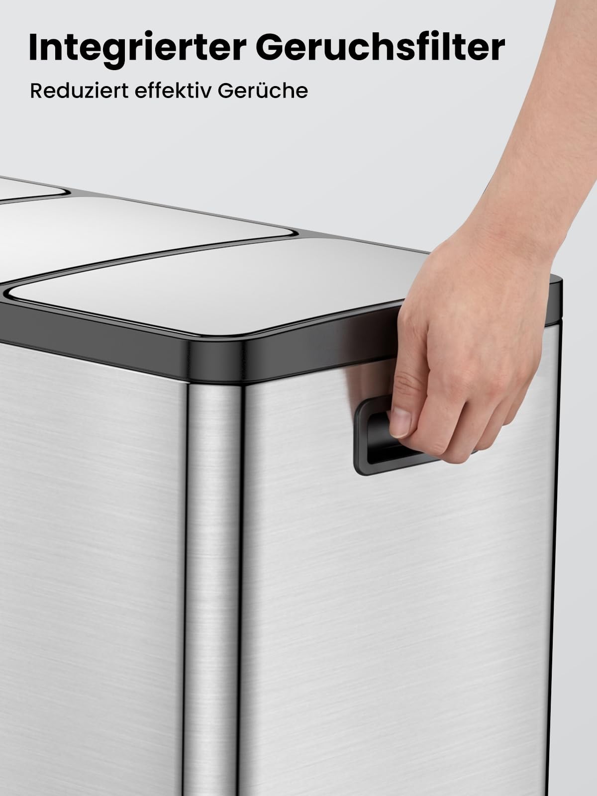 YEAUPE PRO Poubelle Cuisine 3x18L à Pédale, 54L Inox Poubelle Tri Sélectif 3 Compartiments, Triple Ouverture Indépendante, Soft Close Silencieux, Bacs Amovibles, 15 Sacs Inclus