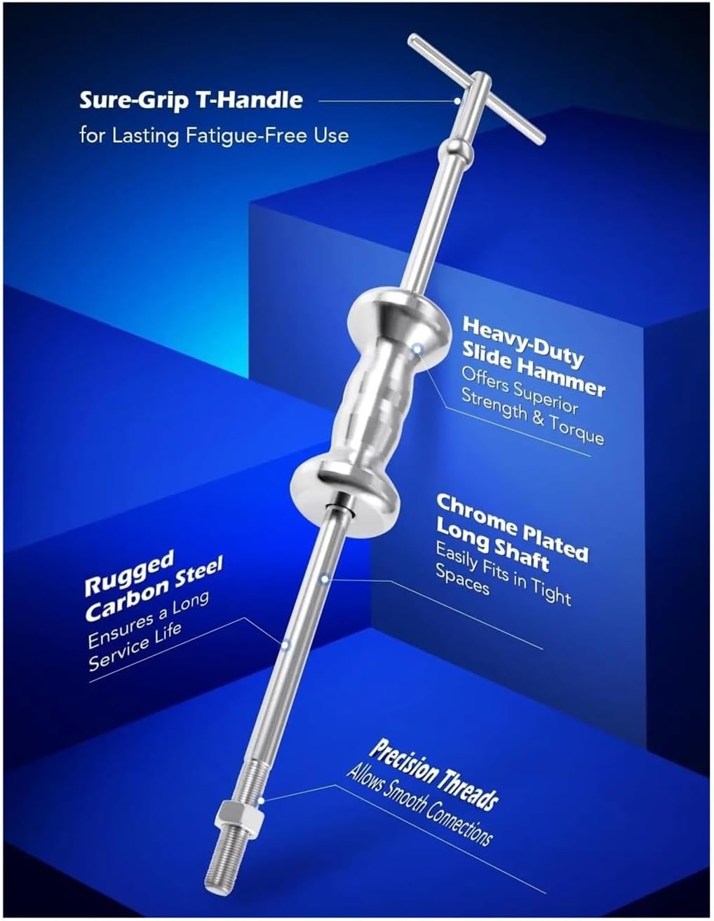 9-Way Slide Hammer Puller Set, Front Wheel Hub Bearing Remover & Rear Wheel Axle Hub Dent Shaft Puller Tool Kit