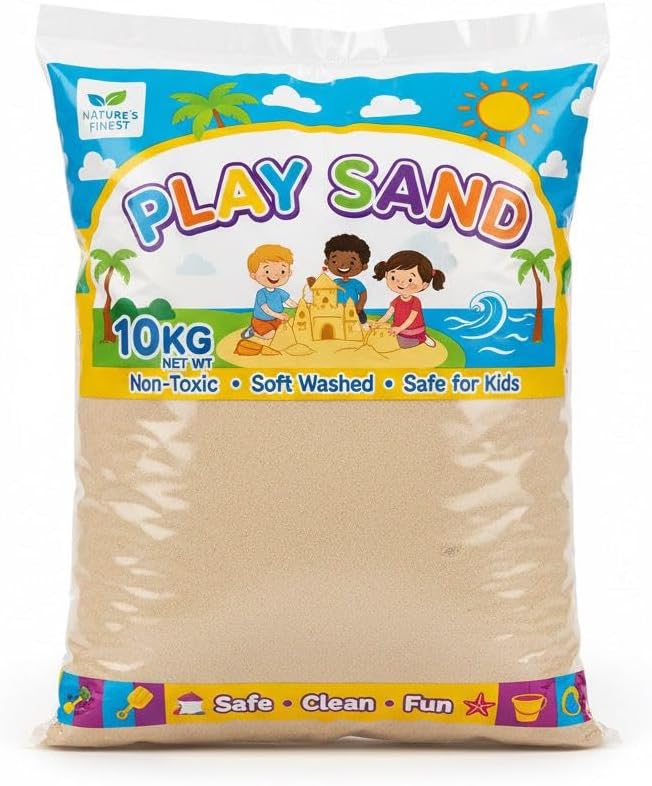 Happy Sand® 2 x 5KG Bags of Premium Grade Naturally Light Coloured Play Sand, 100% Natural, Soft, Non-Toxic, Non-Staining, Clean & Washed, Child Safe and Pet Safe (2 Bags of 5KG)