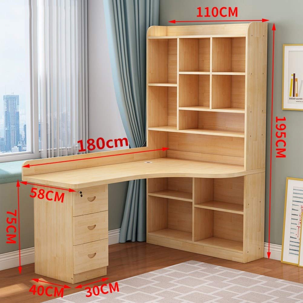 Buy JiaQi Solid Wood Computer Table With Bookshelves,lshaped Home