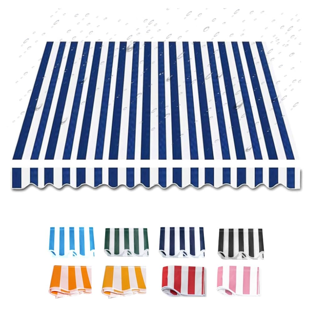 Tissu De Rechange for Auvent Rétractable De Terrasse Toile D'auvent Store Banne De Remplacement pour Patio Extérieur 200/250/300/400/500/600cm(Lake Blue,10x6.5ft/300x200cm)