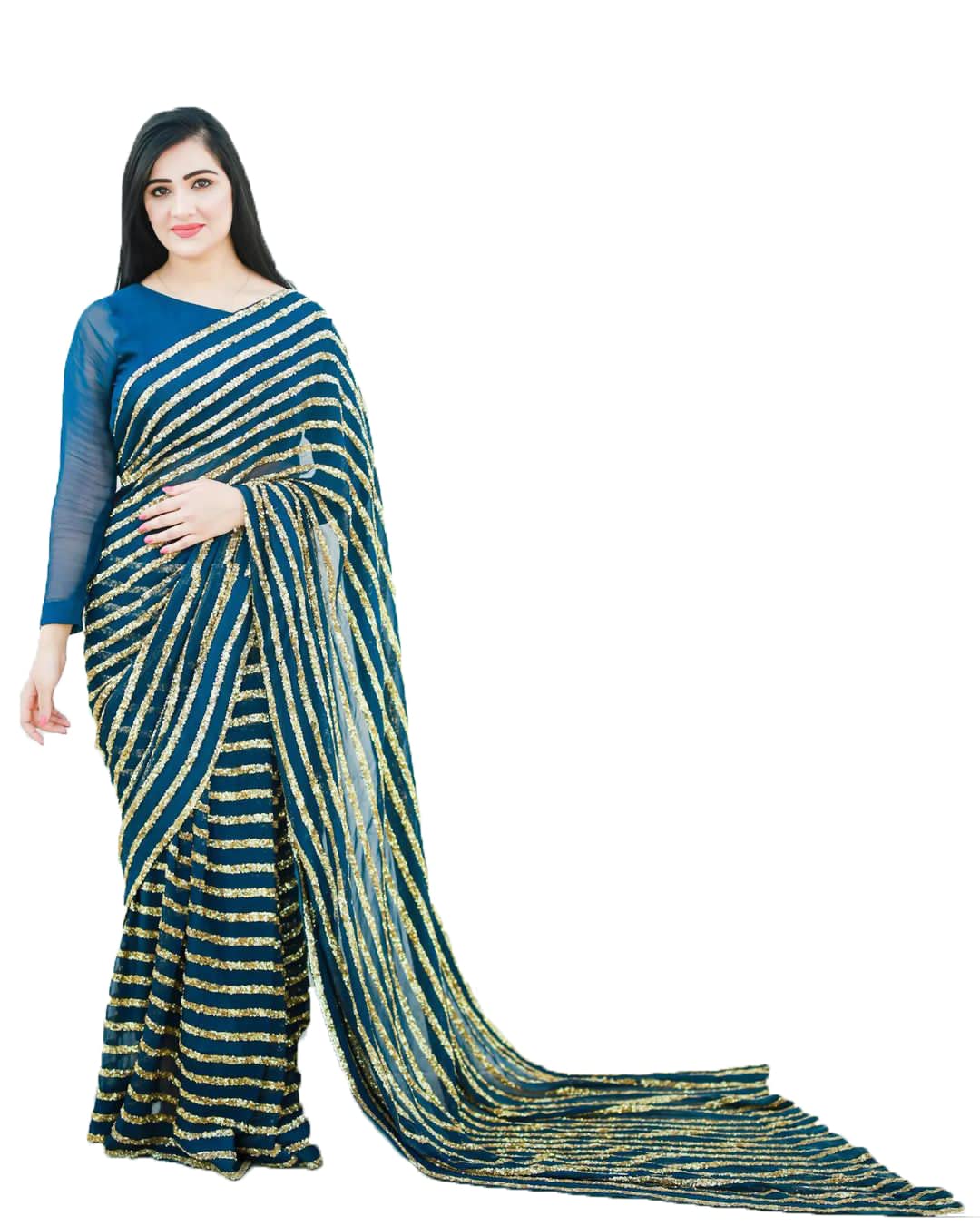 Nirja CreationGeorgette Embroidered Work Saree