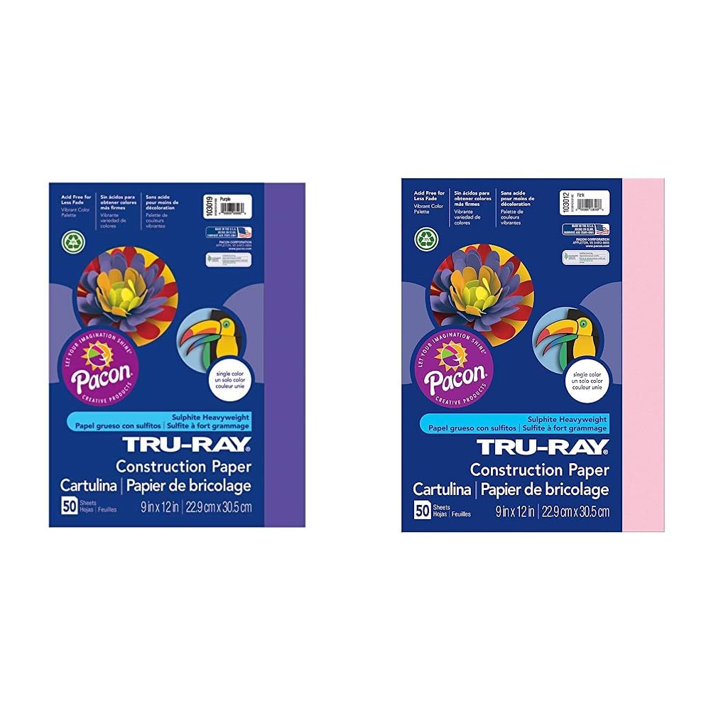 Pacon TruRay Heavyweight Construction Paper, Purple, 9" x