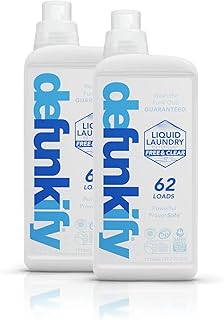 NEW! Defunkify Liquid Laundry Detergent, Free & Clear - Crushes Odor - EPA Safer Choice - 87% BioBased - 124 Loads (2-Pack...