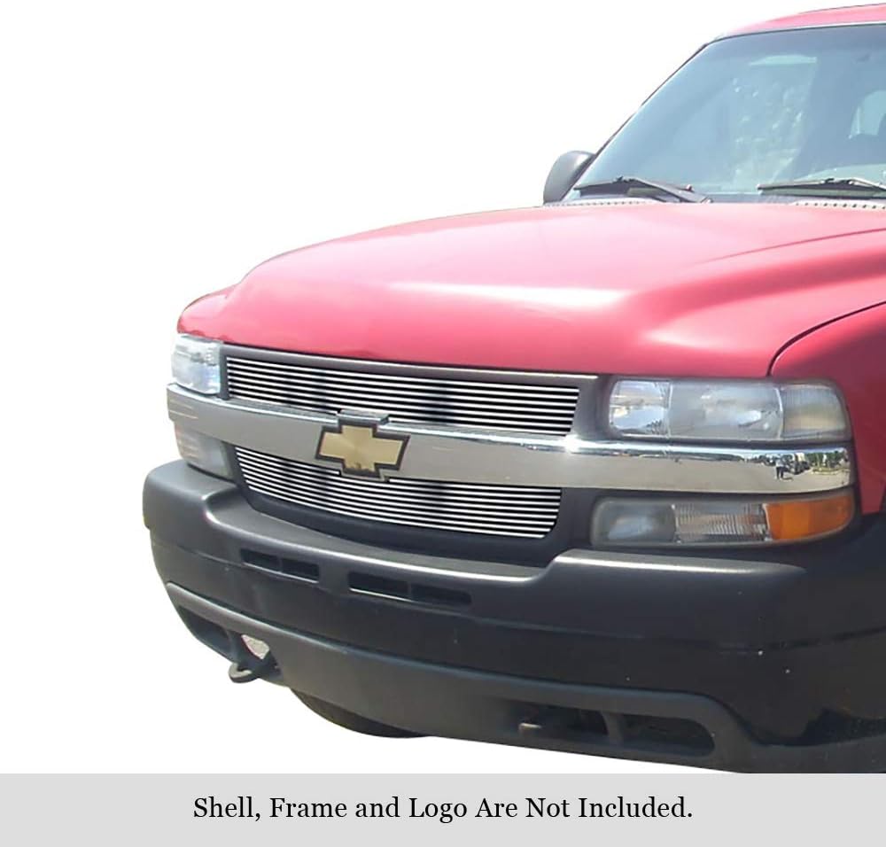 Off Roader eGrille Premium Stainless Steel Chrome 8x6 Billet Grille Compatible with Chevy Silverado 2500 3500 2001-2002 Main Upper BGC-6C4297L