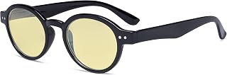 Eyekepper Round Blue Light Blocking Glasses Women Men - Anti UV Ray Cut Digital Screen Glare Oval Computer Readers with Yellow Filter Lens - Black +1.25