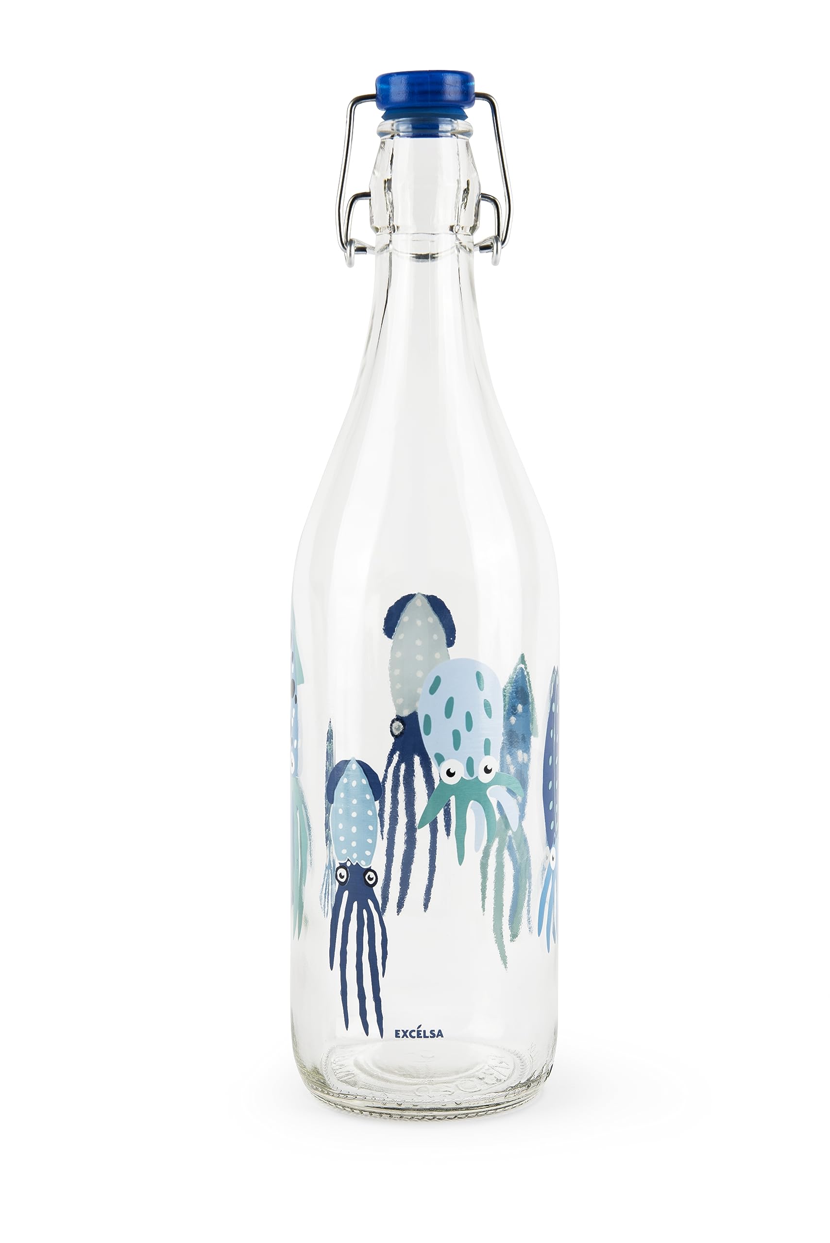 Excelsa Squid Water Bottle, 1 Litre, Glass, with Seal