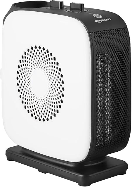 Amazon Basics Slim Portable Oscillating 2-Speed Fan Heater, 1500 W [UK Plug]