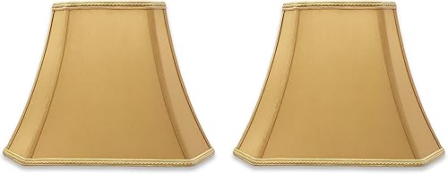 Royal Designs, Inc. DSO-68-16AGL-2 - Juego de 2 pantallas de campana de diseño de corte rectangular, pantalla de seda de tela mediana con accesorio