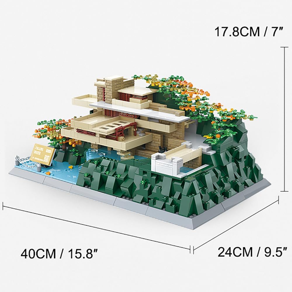 Fallingwater Pennsylvania Building Set (1221 Pieces), Architecture Building Blocks Toys, Home Décor Model Gifts for Kids and Adults