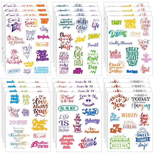 Laumoi 546 Pcs 24 Sheet Scrapbook Stickers Vintage Words Stickers for Scrapbooking Embellishments Journaling Inspirational Nice Words Sentences Waterproof Aesthetic Water Bottles Laptop(Cute Style)