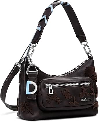Small bag flower appliqués brown women's accessories I
