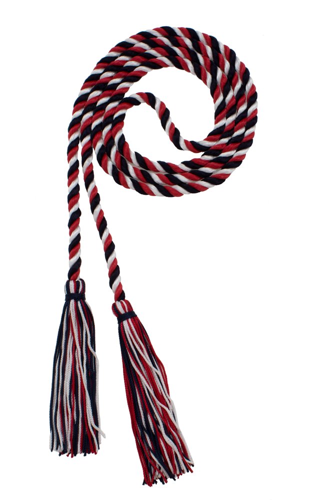 Tassel Depot Graduation Honor Cord - Navy/Red/Whte - Every School Color Available - Made In Usa