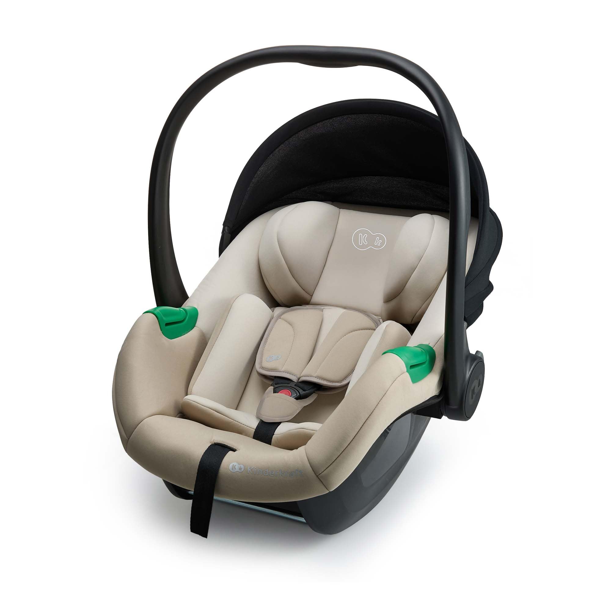 Kinderkraft Mink PRO 2, i-Size R129 Infant Car Seat 40-87cm (Birth-15 Months), 3.2kg Lightweight Baby Carrier, SPS+ Side Protection, Newborn Insert, Large Canopy, Beige