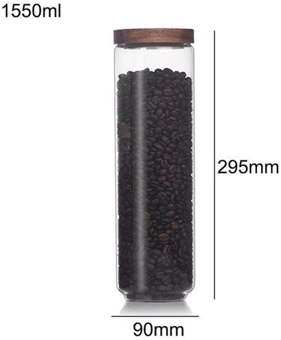 Vorratsgläser Klein Vorratsgläser Kanister Glas Luftdichtes Glas Mit Holzdeckel, Transparentes Luftdichtes Glas for Mehrkorn-Trockenfrüchtetee (Size : 1550ml)