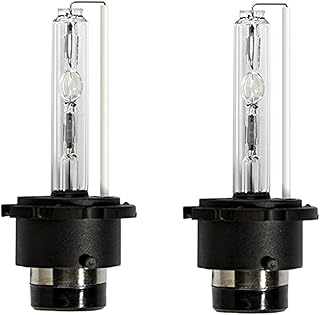 D2S D2R 6000K Xenon HID Light Bulbs With Metal Stents Holder 12V 35W Diamond White Car Headlight Lamps Head Lights, Pack of 2