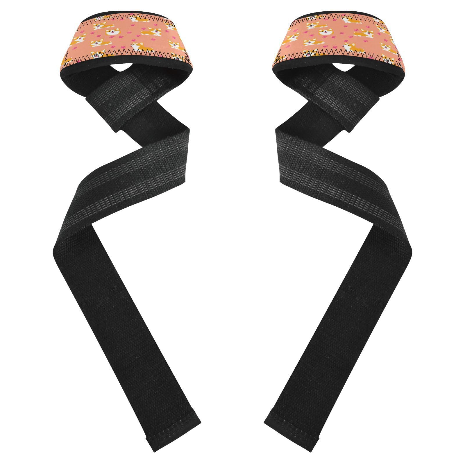 STAYTOP Cute Cartoon Corgi Dog Wrist Straps for Weightlifting,Lifting Straps with Neoprene Cushioned Wrist Padded and Anti-Skid Silicone for Strength Training,Bodybuilding,Deadlifting