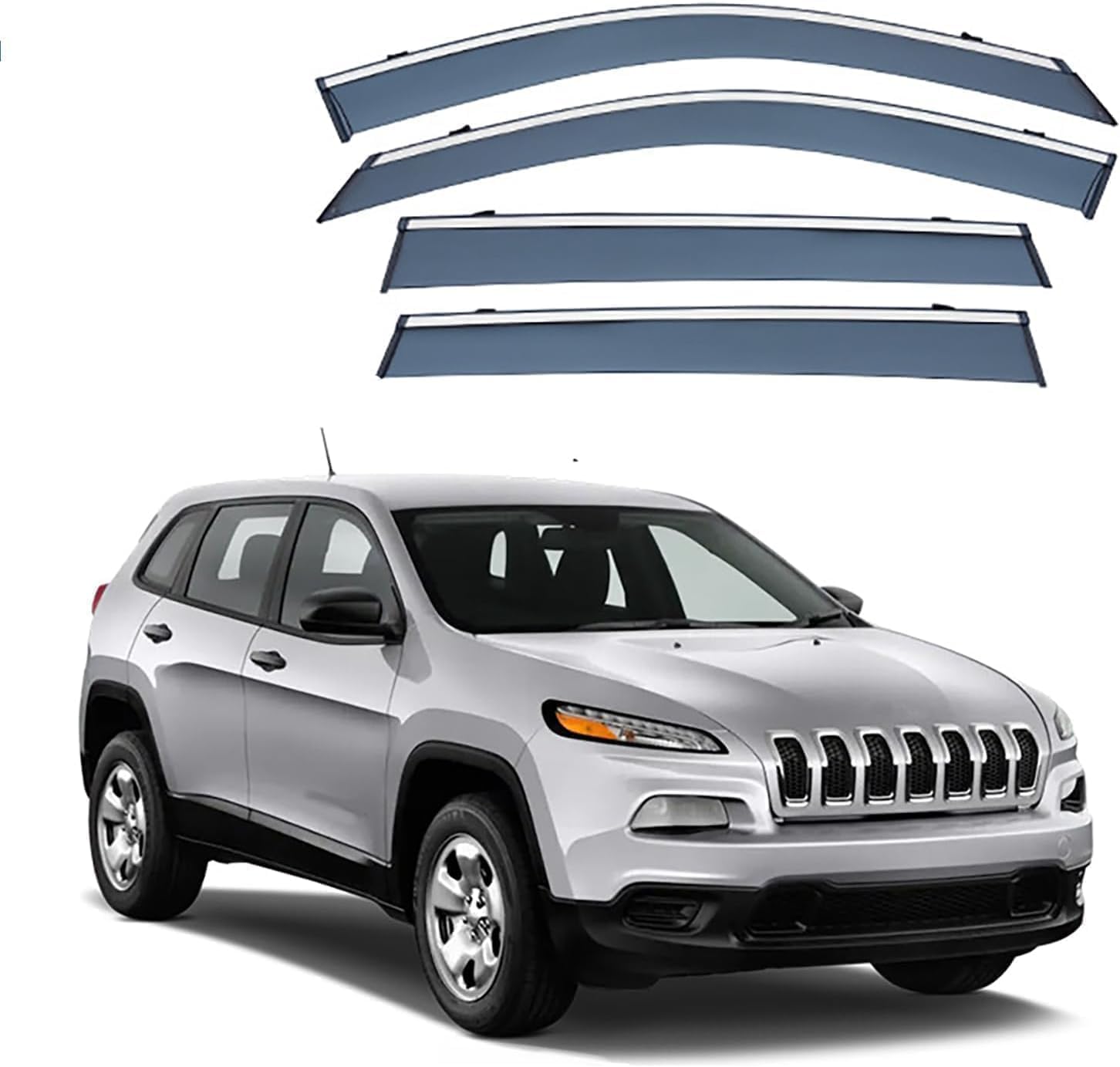 4Pcs Smoke Tint Car Window Deflectors for Jeep Cherokee MK5-KL 2014-2023+