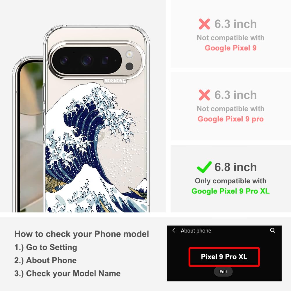 MOSNOVO Case for Google Pixel 10 & Pixel 10 Pro, [Buffertech 6.6ft Military-Grade Drop Protection] [Anti Peel Off Tech] Clear TPU Bumper Phone Case Cover Design - Cute Cherry — view 169