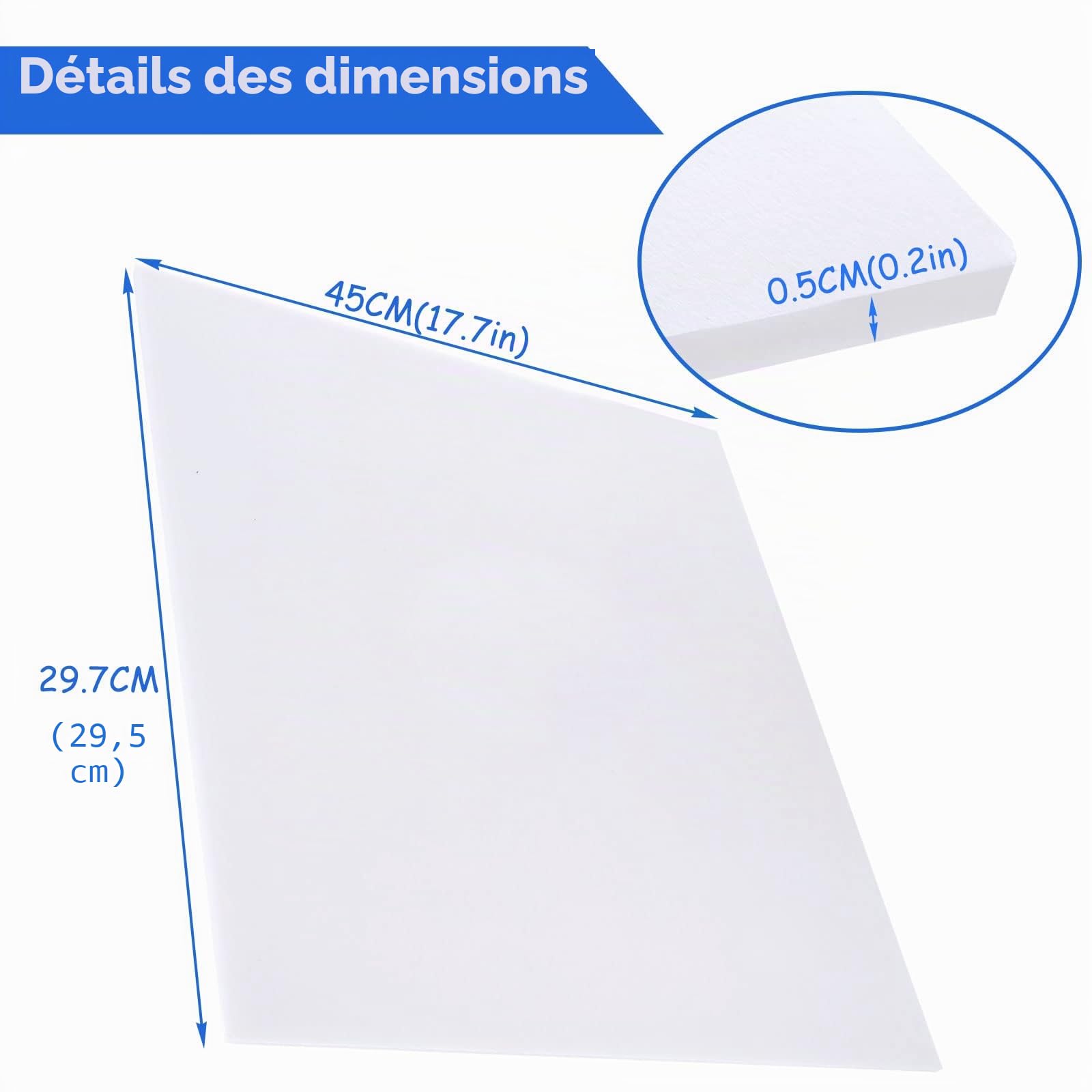 ASelected Lot de 10 planches de mousse de polystyrène A3 (420 x 297 mm), 5 mm d'épaisseur, pour modélisme, montage de photos, présentations, projets d'art et d'artisanat (blanc)