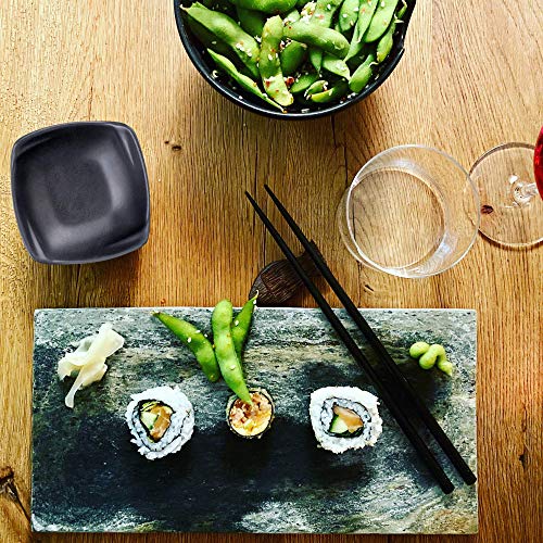 Black Melamine Soy Sauce Dipping Bowls, Small Square Side Dish, 4.25 X 1.25 Inches, Set Of 2 #TOP3