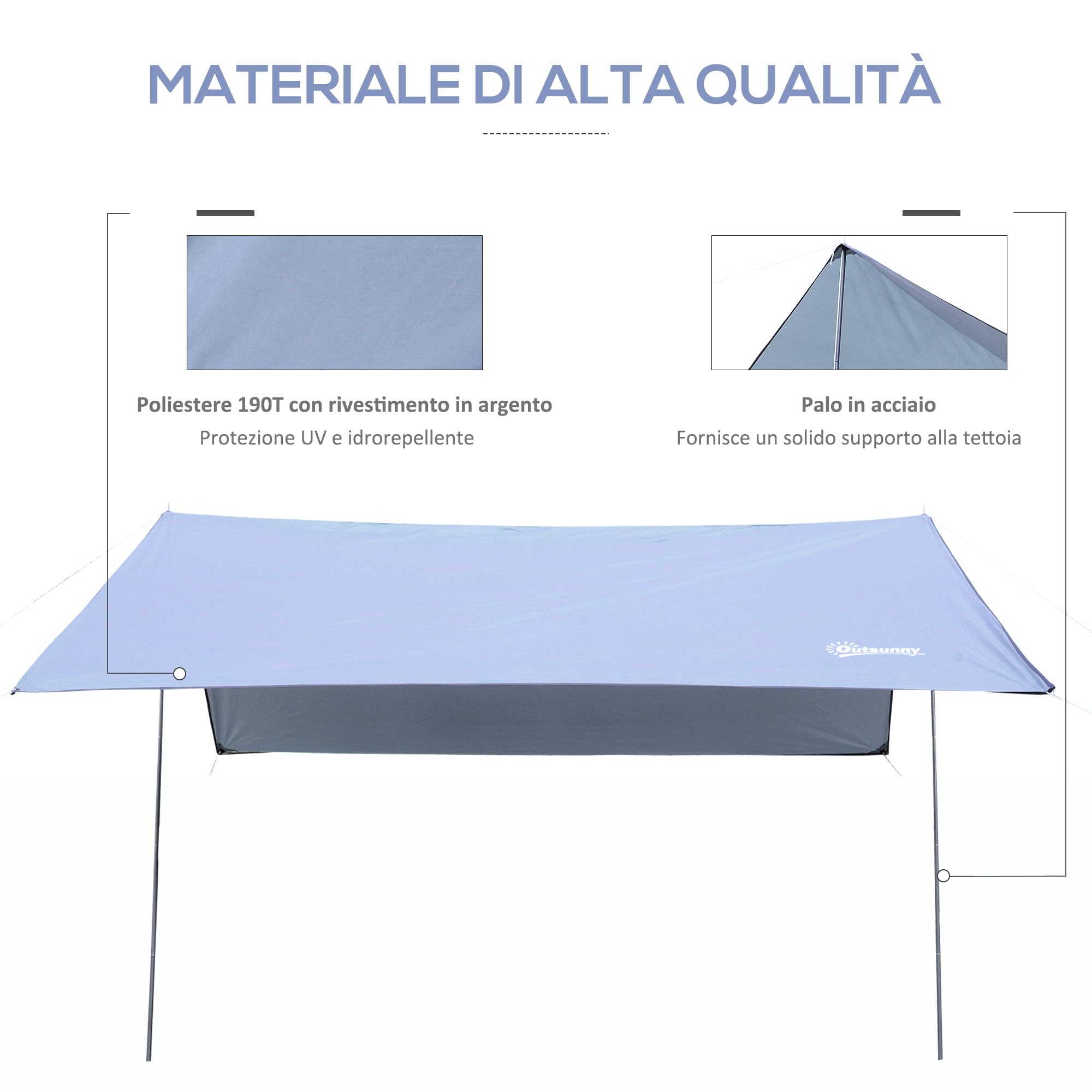 Outsunny Portable 3x3 m Double Beach Tent UV Protection Sunshade Awning Waterproof Tarp with Carrying Bag White