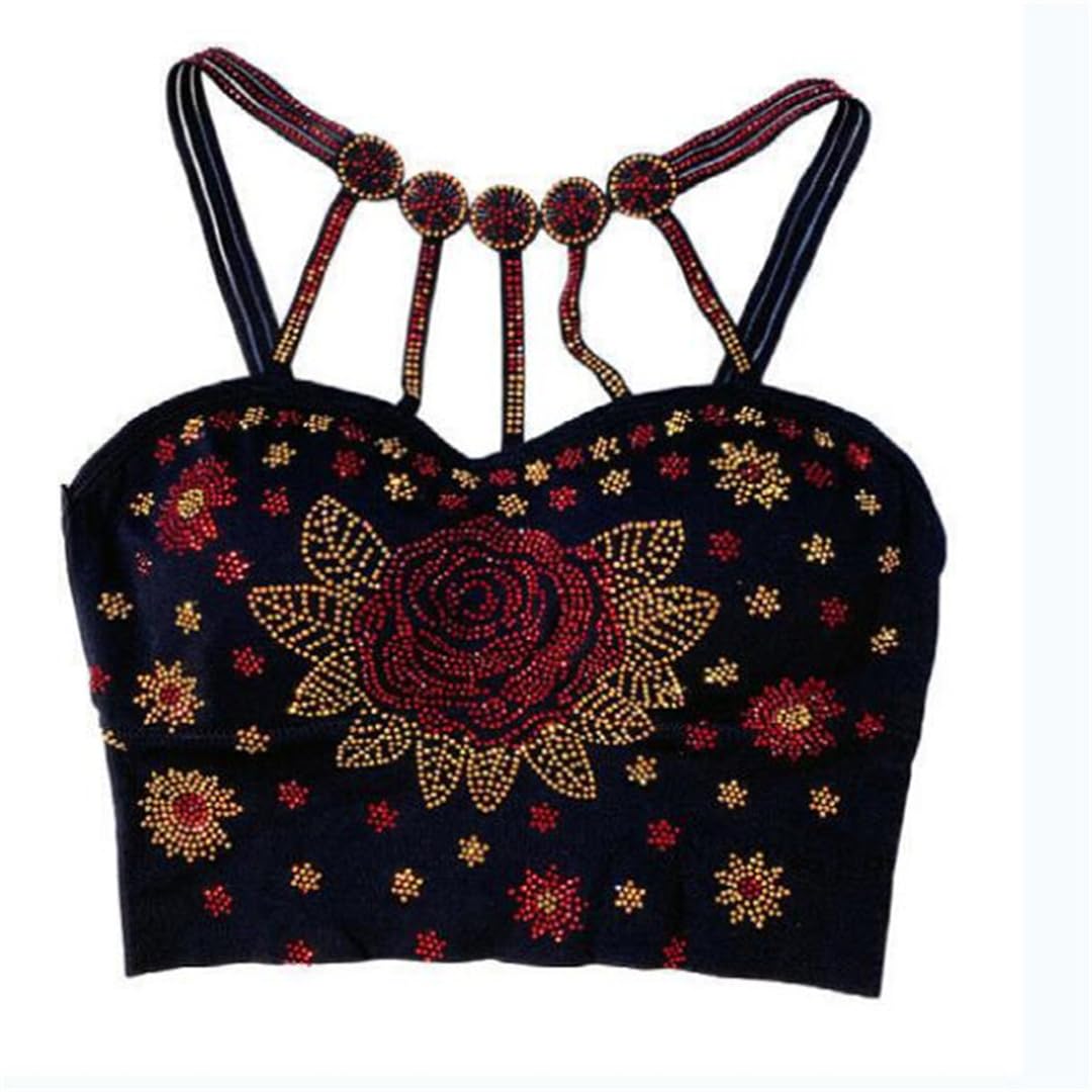 Diamond Rose - Camisola para mujer con tirantes, ropa exterior de verano, cuello halter