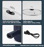 Vista 6 de Olla caliente eléctrica, cocina rápida de fideos de 1.8 litros, cocina eléctrica, olla de cocina multifuncional, sartén, mini vapor, cacerola Azul