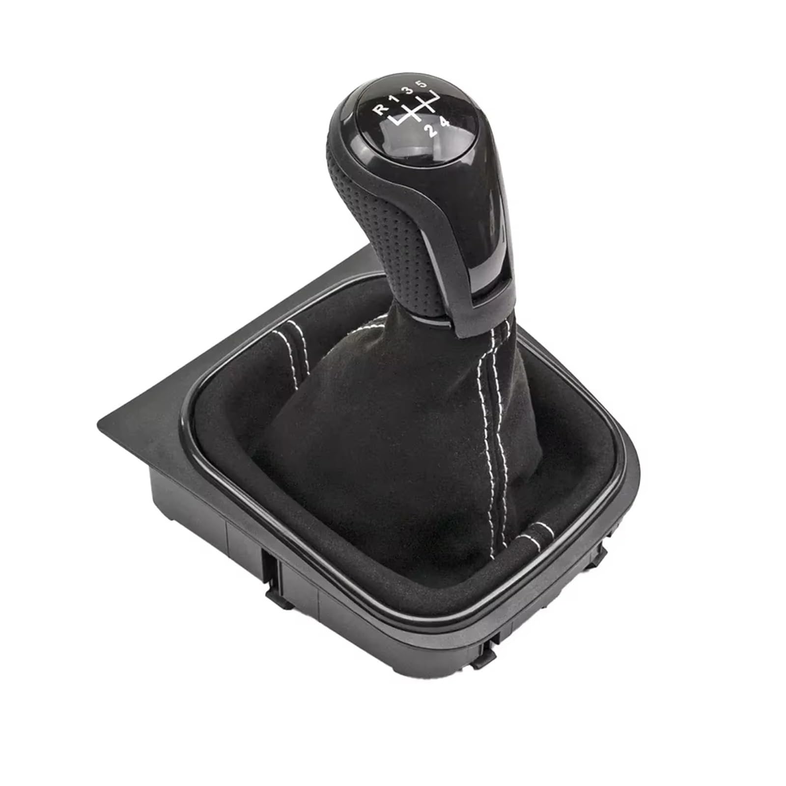 OUVECR Car Shift Gear Knob Handle for VW for Golf 5 MK5 for Golf 6 MK6 for Jetta for Scirocco for Eos Gear Shift Knob GaiterBoot 5/6 Speed Manual Gear Shift Cover(A 5 Speed)