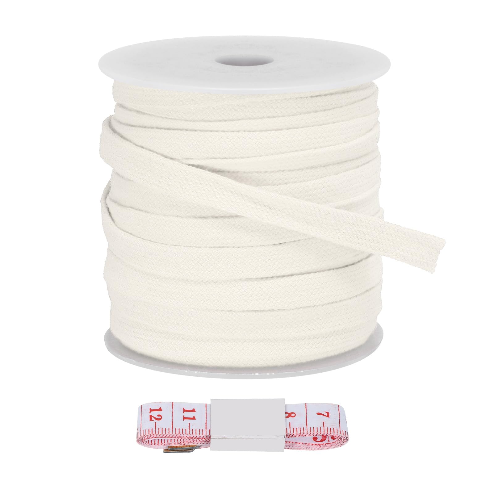 Cordon plat de remplacement en coton blanc 10mm x 27 Yd avec règle PATIKIL pour shorts