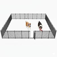 Vista 10 de Valla Engrosada para Perros Duradera y Resistente para Patio Exterior, 8 Paneles de 40" de Altura, Portátil y Fácil de Instalar – Ideal para Uso