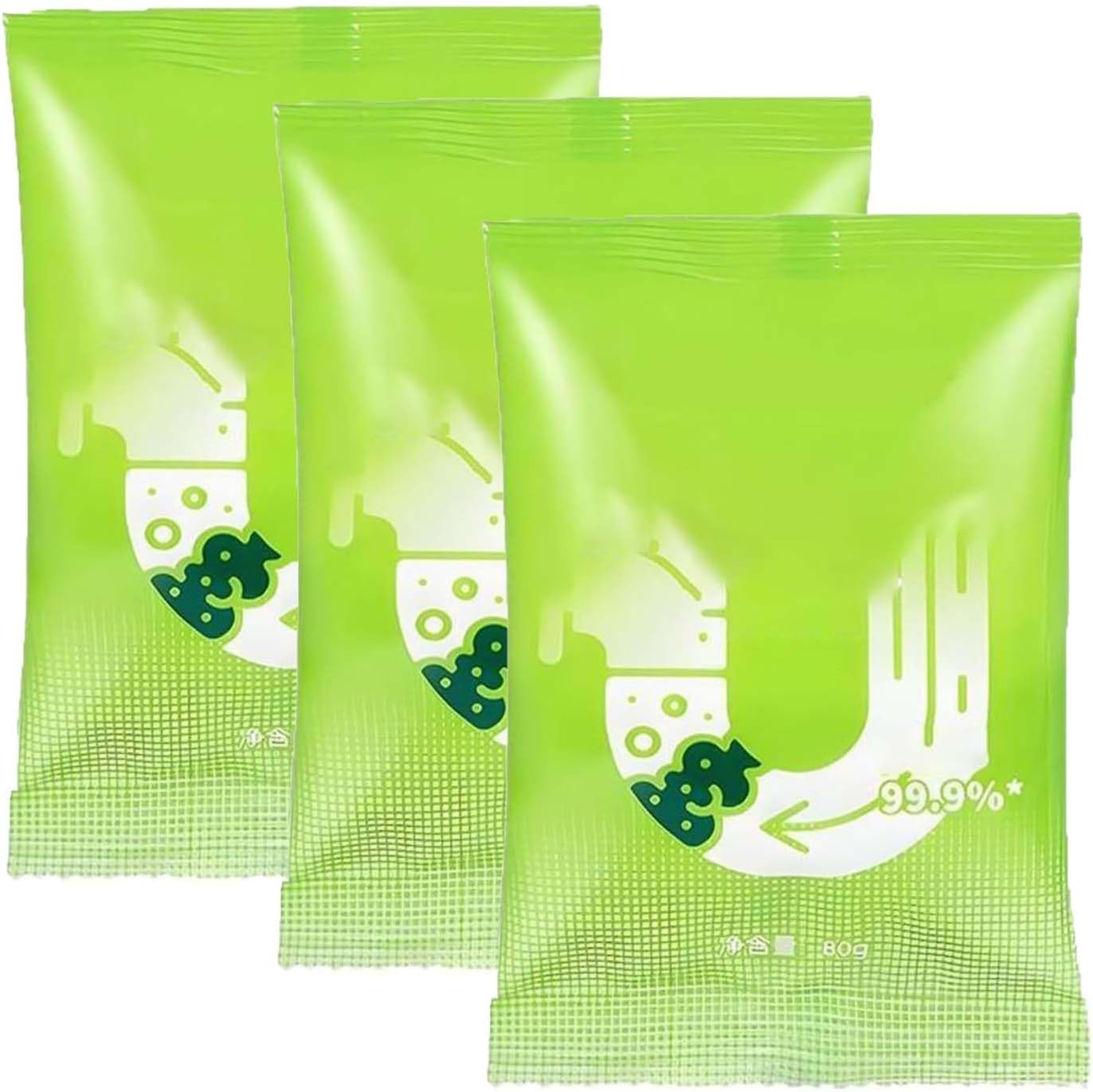 Powerful Pipeline Dredging Powder, Sink Drain Cleaner Pipe Unblocking, Drain Clog Remover Agent, Unclogging Cleaner Quick Cleaning Toilet Tool for Kitchen Bathroom Toilet 3PC
