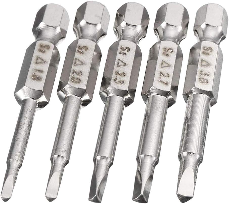Mesee 5 Pcs Magnetic Triangle Head Screwdriver Bits, S2 Steel with 1/4 Hex Shank, 50mm length