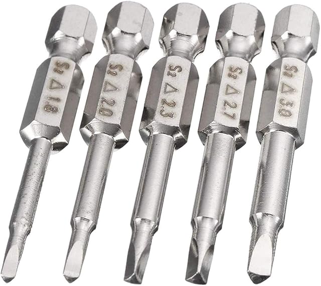 Mesee 5 Pieces Magnetic Triangle Head Screwdriver Bits, 50mm S2 Steel Triangular Tip Screw Driver Bit 1/4 Hex Shank Triangle Screwdriver Bit Set