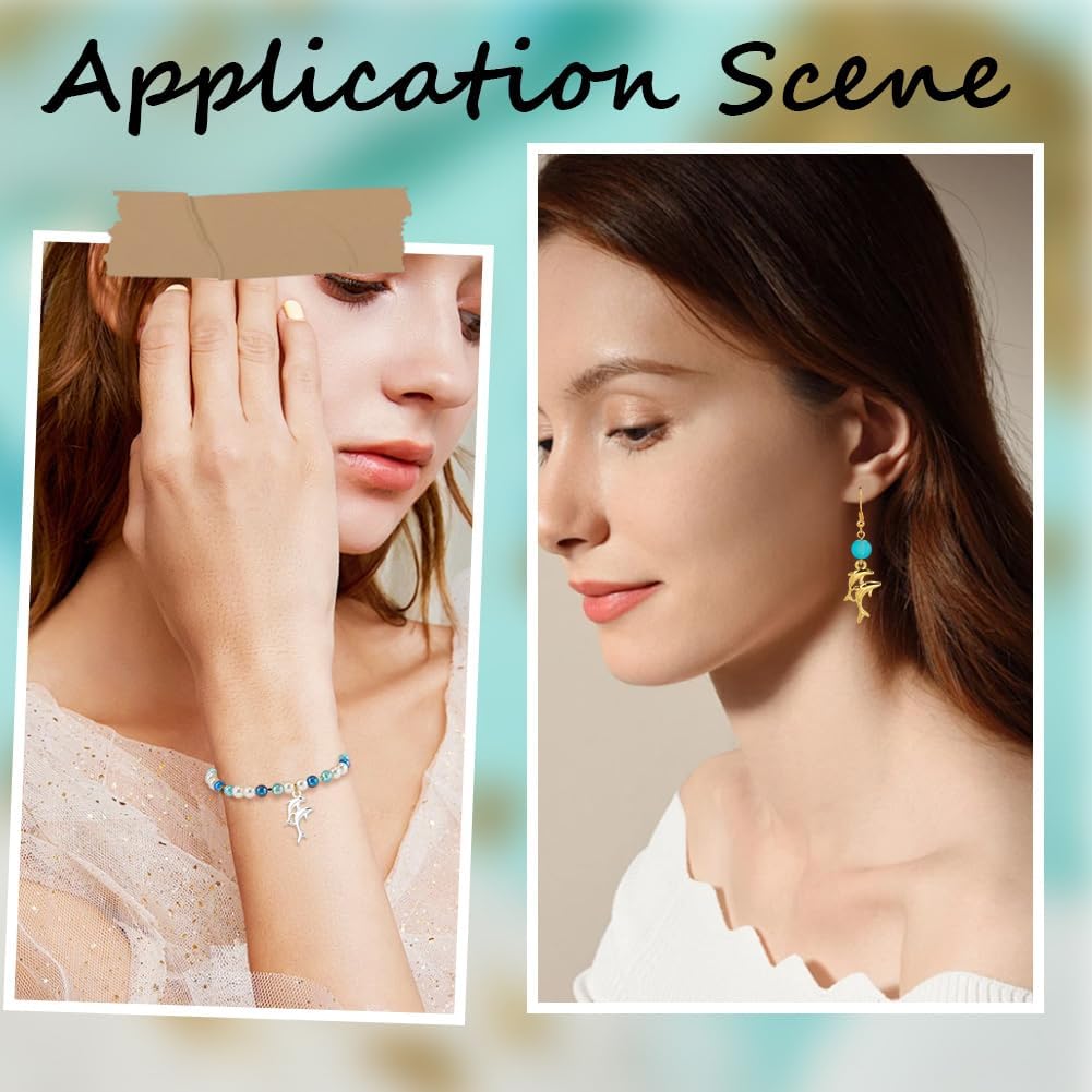 SUNNYCLUE 1 Box 60Pcs 5 Colors Silver Dolphin Charms Dolphin Charms Bulk Gold Metal Alloy Tibetan Sea Animals Double Ocean Dangle Pendants for Jewelry Making DIY Crafts Bracelets Necklace Supplies - Image 6