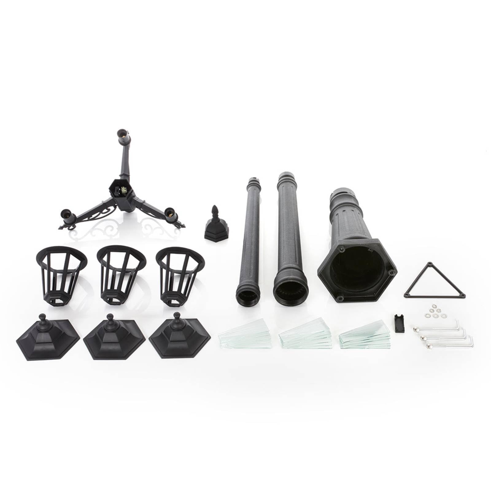 Farola exterior Nane en Negro hecho de Plástico (3 llamas, E27) Lindby | candelabro lámpara para