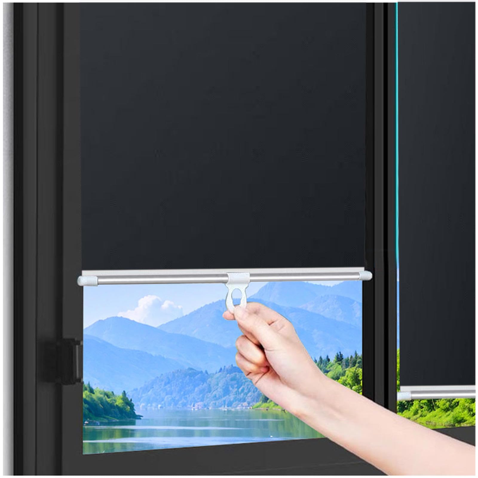 Blackout Roller Shades No Drilling, Suction Cup Roller Blinds 50x125/80x140cm, Home Sunshade Roller Blinds, Window Roller Shades, Privacy Curtains,black-68x125cm/26.8 * 49in