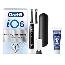 Oral-B Spazzolino Elettrico Ricaricabile iO 6N Nero, 1 Spazzolino Elettrico, 2 Testine Di Ricambio, Custodia Da Viaggio + 1 Dentifricio Advanced Rigenera Smalto, Pulizia Denti