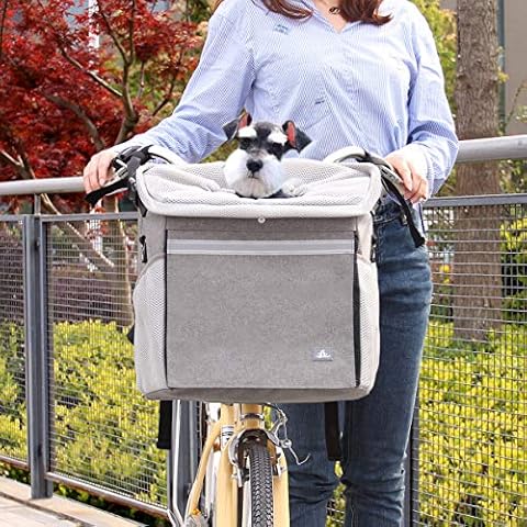 RAYMACE Dog Bike Basket Bag with Reflective Stripe Multipurpose Pet Carrier for Dogs and Cats,Happy Travel with Your Pet Cover