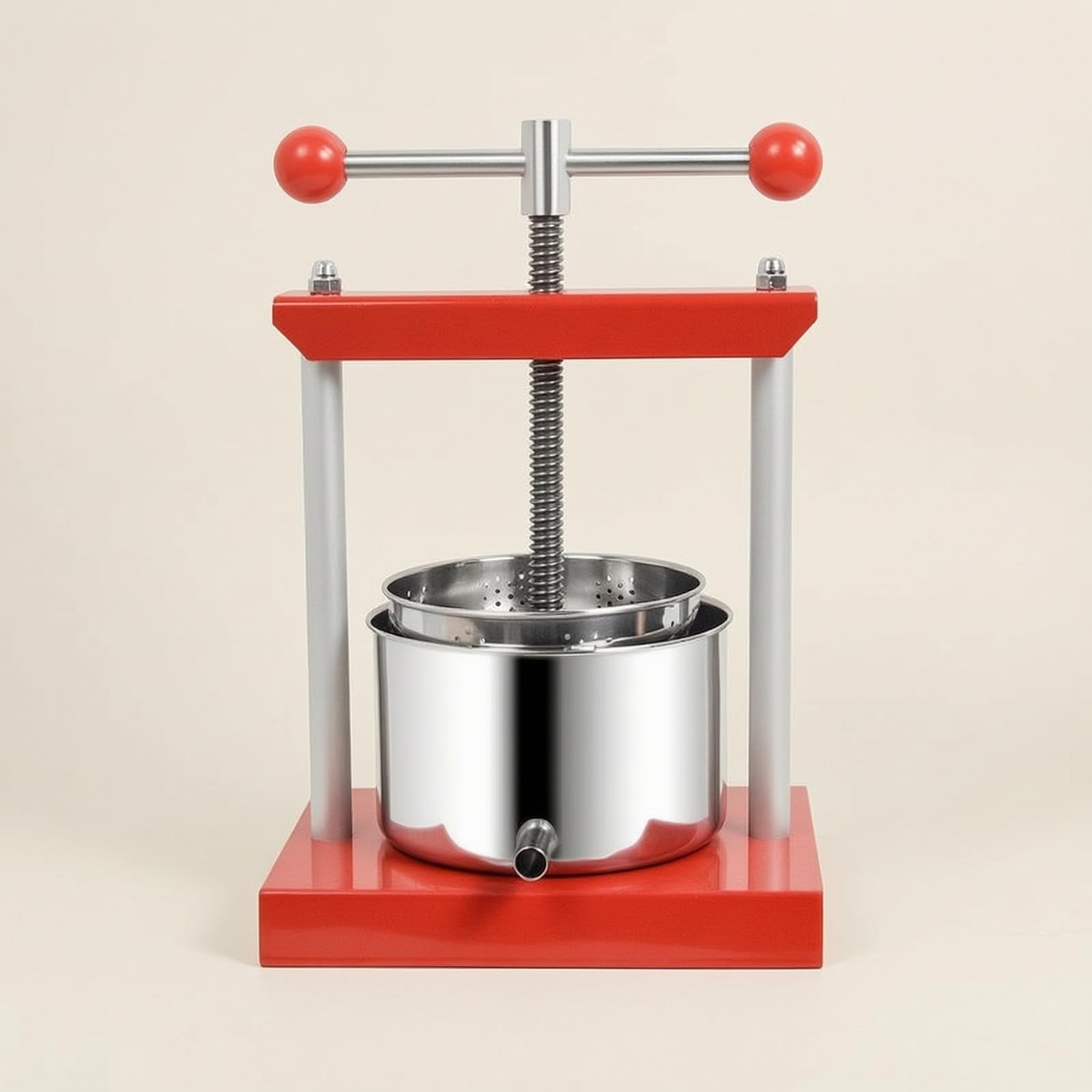 Baoblaze Manual Press Torchio Vino Spremifrutta Spremi UVA Spremi Formaggio con Cilindro in Acciaio Inox E Meccanismo a Vite con Doppie Impugnature Adatto a, 3L