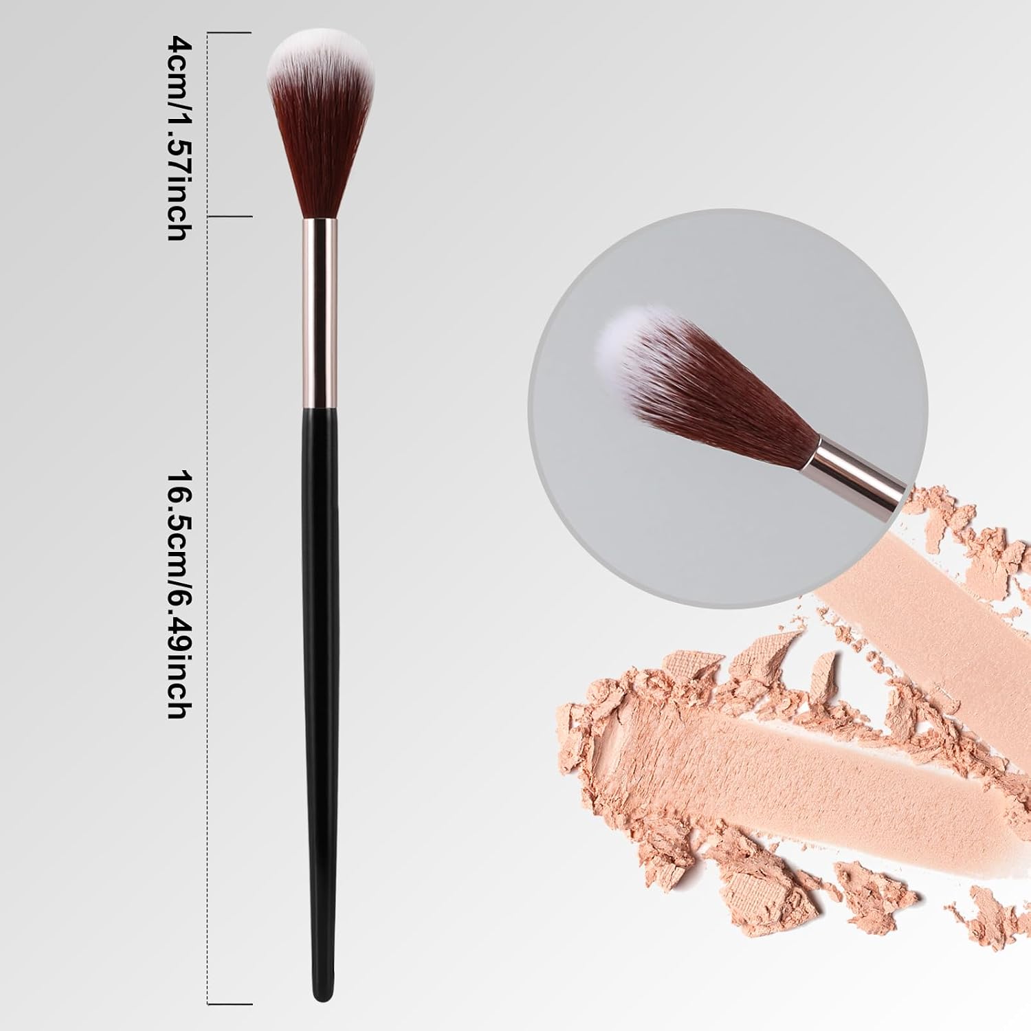 Tapered Highlighter Brush for Face, Blush & Contour - Premium Vegan Fiber Makeup Brush with Wooden Handle - Fluffy Precision for Cheekbones, Nose and Blending(Black)