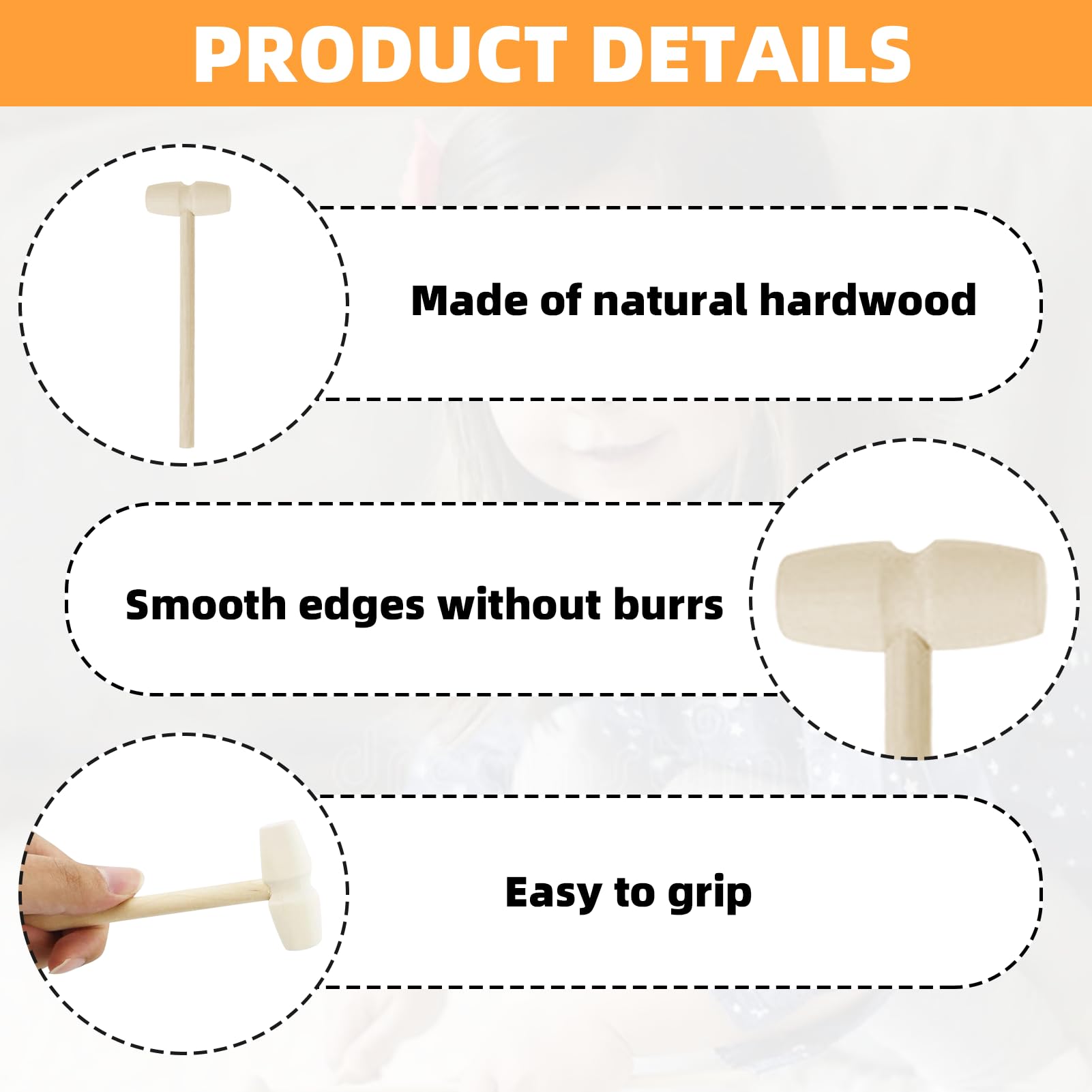 12PCS Mini Wooden Hammer, Wooden Crab Mallets, Kids Hammer, Small Mallet for Chocolate, Dessert Hammers, Wooden Mallets, Kids Toy Hammer, Pounding Seafood Hammer, Children Educational Toys - Image 3