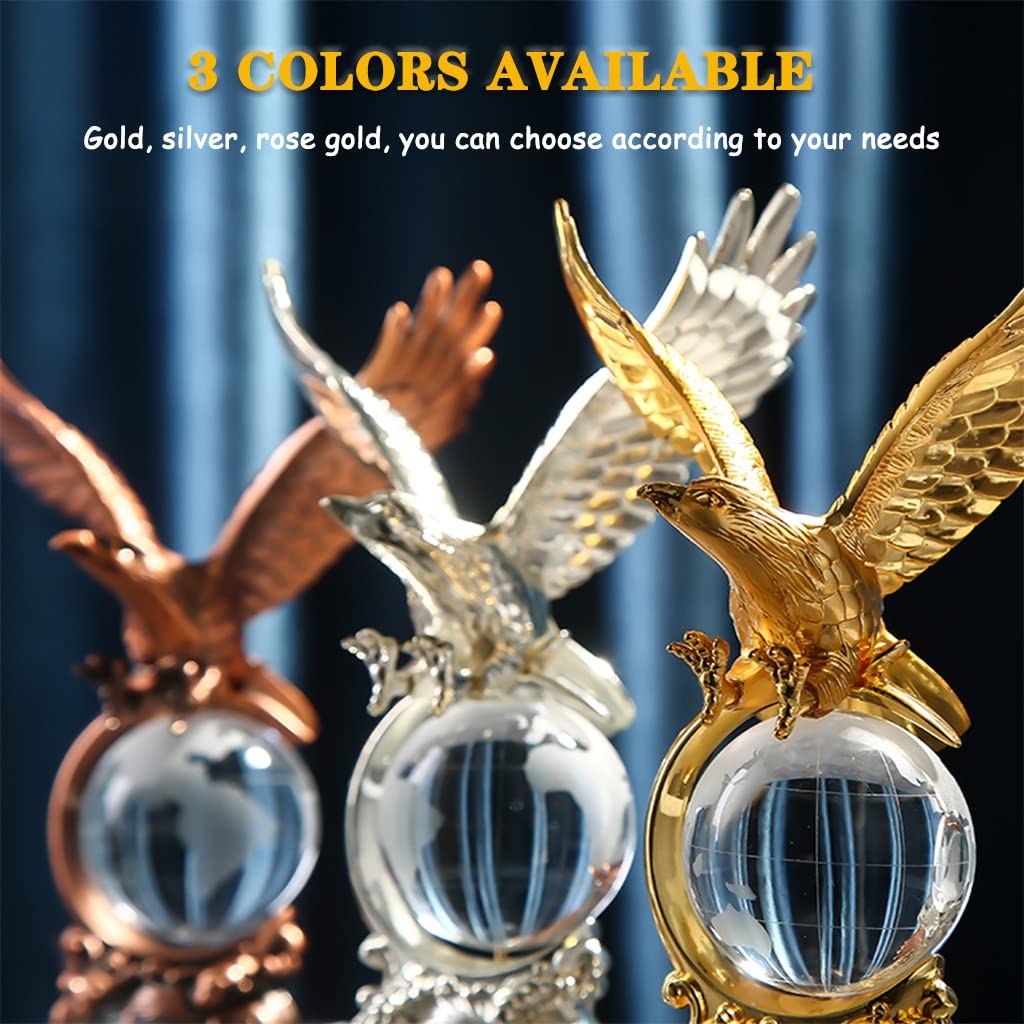Trophäe Trophäe Tierkopf Gold Silber Bronze Adler Custom Trophäe, Hochklarer Kristall Souvenirs, Auszeichnung Für Herausragende Mitarbeiter des Unternehmens (Color : Rose Gold, S : 13 * 24cm)