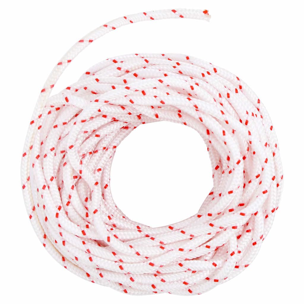 Cuerda de arranque blanca y roja de 4 mm de diámetro, nailon, 10 m, resistente a la rotura, versátil para cortacésped, motosierras, desbrozadoras, exteriores, camping