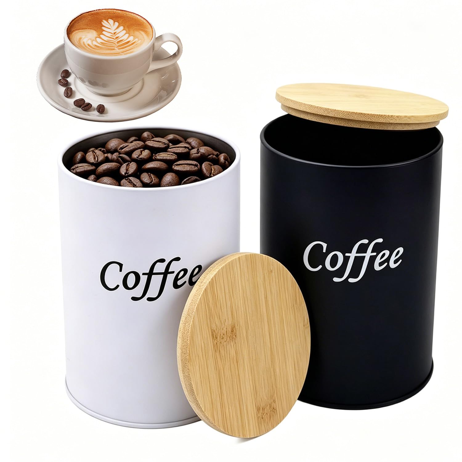 gemahlener kaffee aufbewahren AXVRAV 2er Set Kaffeedosen Luftdicht 500 ML, Kaffeebohnen Behälter mit Bambusdeckel, Rund Kaffeedose für Gemahlenen Kaffeepulver Kaffeekapseln, Geschenk für Kaffeeliebhaber (Schwarz + Weiß) Küche, Haushalt & Wohnen Bulky:J Titel:Set M 24 Zoll Alu Trenoli